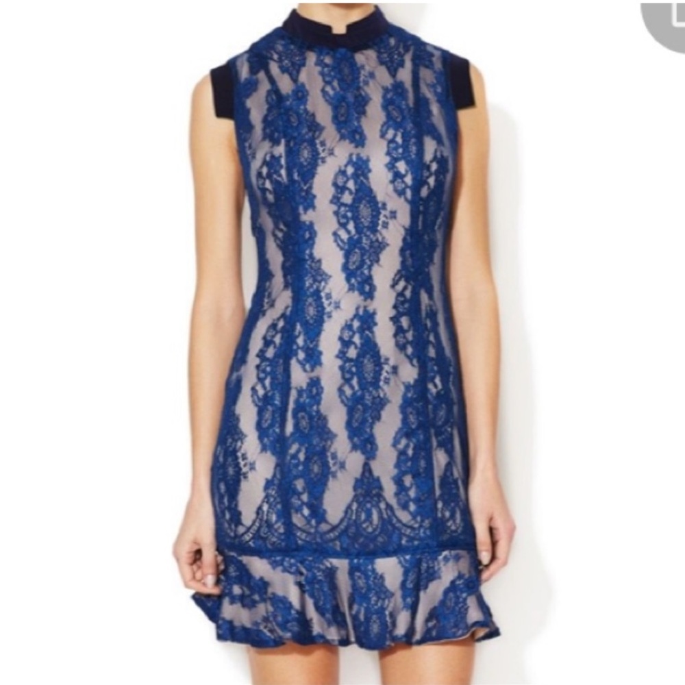 Aijek Wonderment Blue Lace Mini Dress Size 3 - Picture 3 of 8